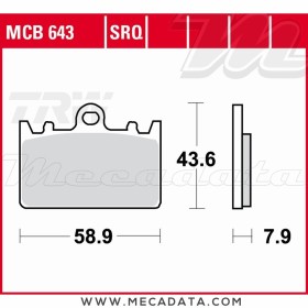 Plaquettes de frein Avant ~ Kawasaki ZXR 400 ZX400L 1991-2003 ~ TRW Lucas MCB 643