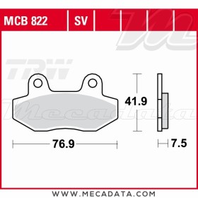 Plaquettes de frein Avant ~ Hyosung GT 650 X, S, R 2003-2008 ~ TRW Lucas MCB 822