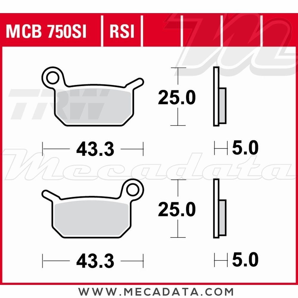 Plaquettes de frein Arrière ~ Husqvarna SM 50 2010+ ~ TRW Lucas MCB 750 RSI 