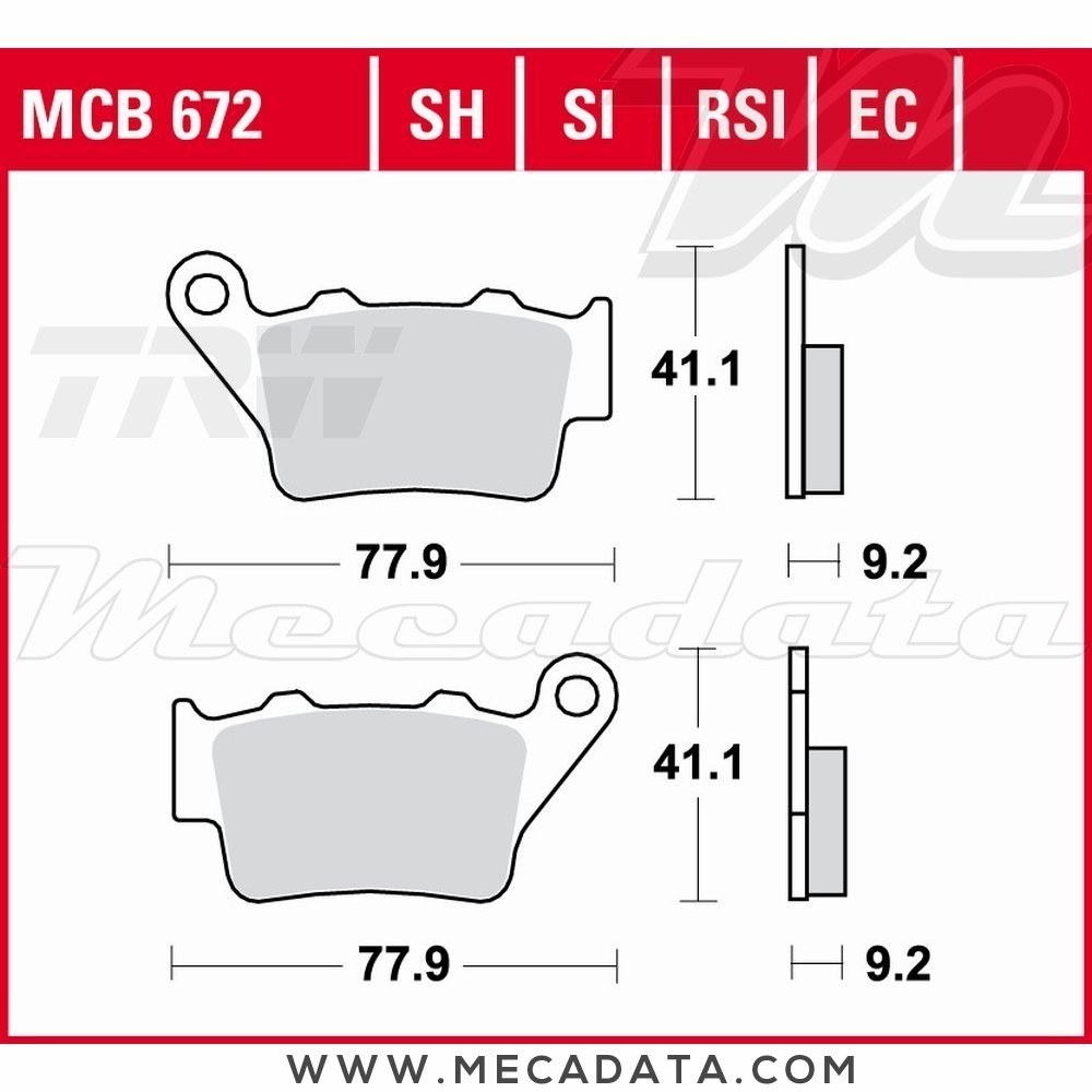 Plaquettes de frein Arrière ~ Husaberg FE 400 , S,E FE 1998-2002 ~ TRW Lucas MCB 672 RSI 