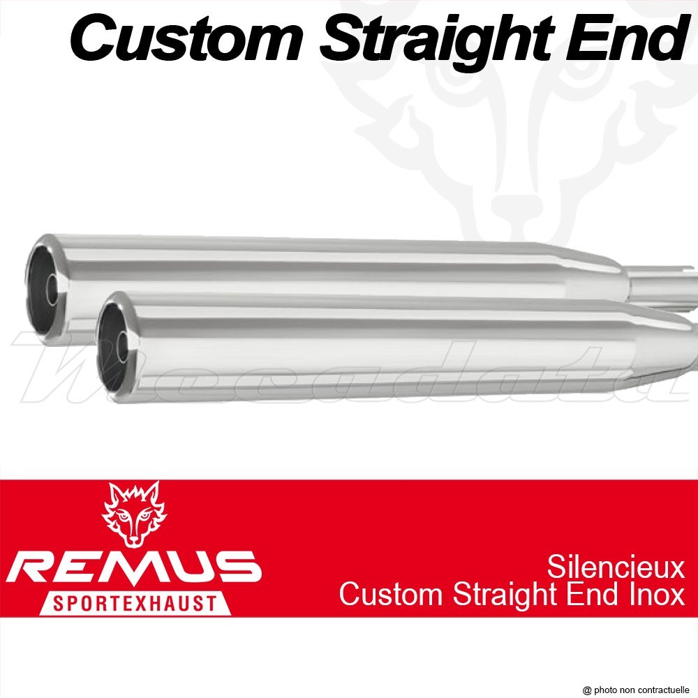Paire de silencieux Pot échappement Remus Custom Straight End avec système ECS Harley-Davidson Touring FL2 et FL3
