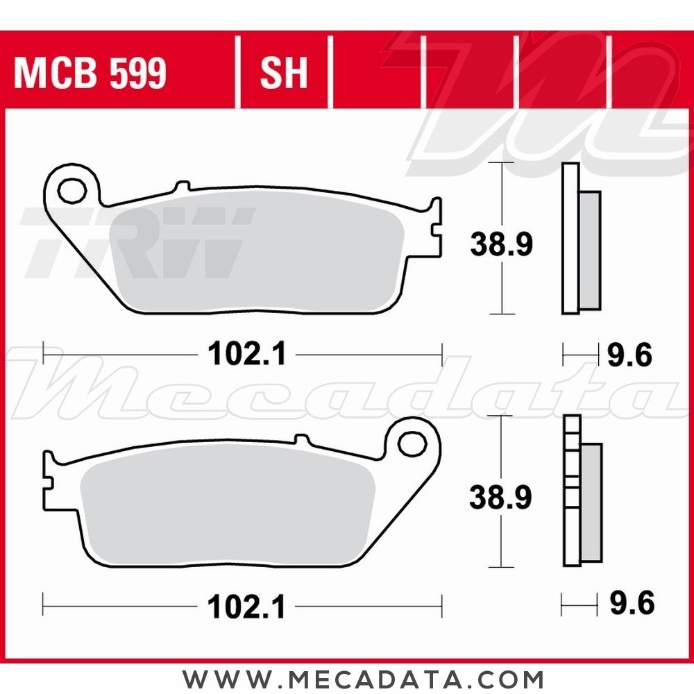 Plaquettes de frein Arrière ~ Honda GL 1500 F6C Valkyrie SC34B 1997-2003 ~ TRW Lucas MCB 599 