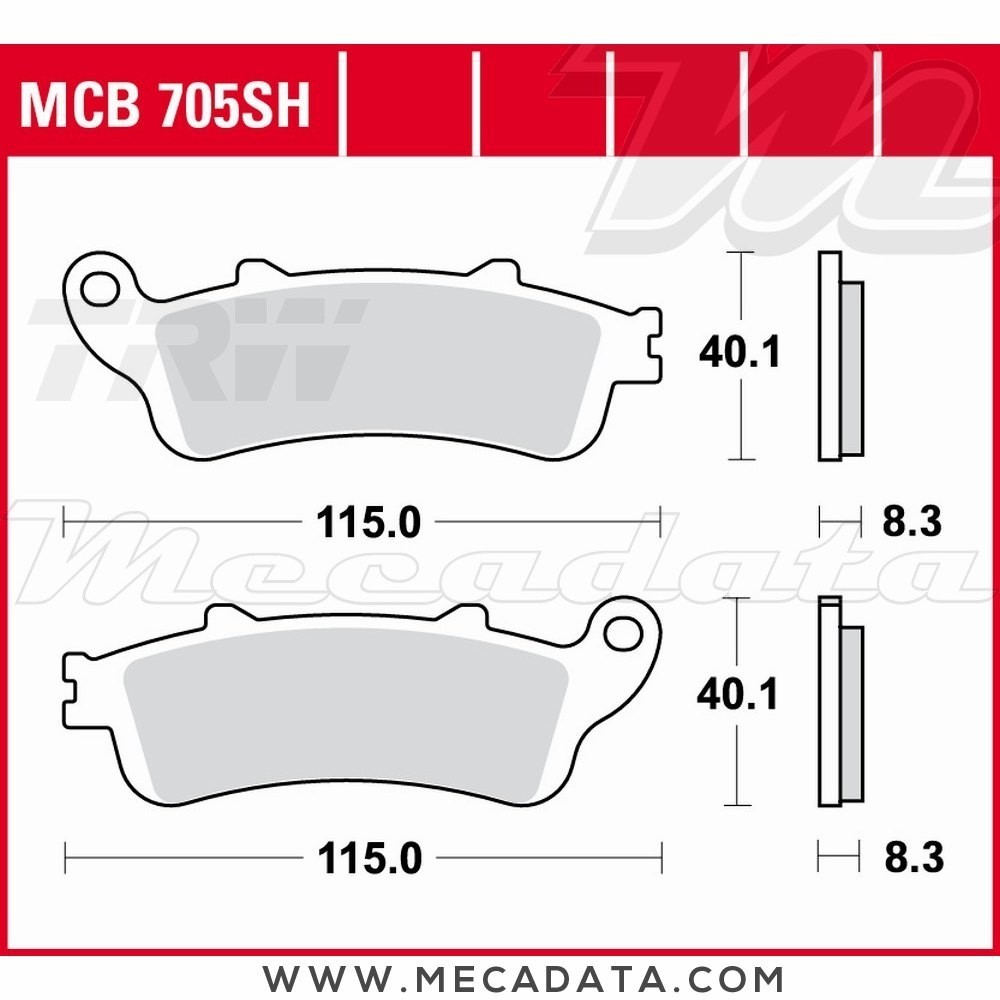Plaquettes de frein Arrière ~ Honda STX 1300 A Pan European ABS SC51 2002-2007 ~ TRW Lucas MCB 705 SH 