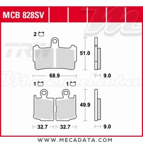 Plaquettes de frein Avant ~ Honda VFR 1200 FA ABS SC63 2010+ ~ TRW Lucas MCB 828 SV