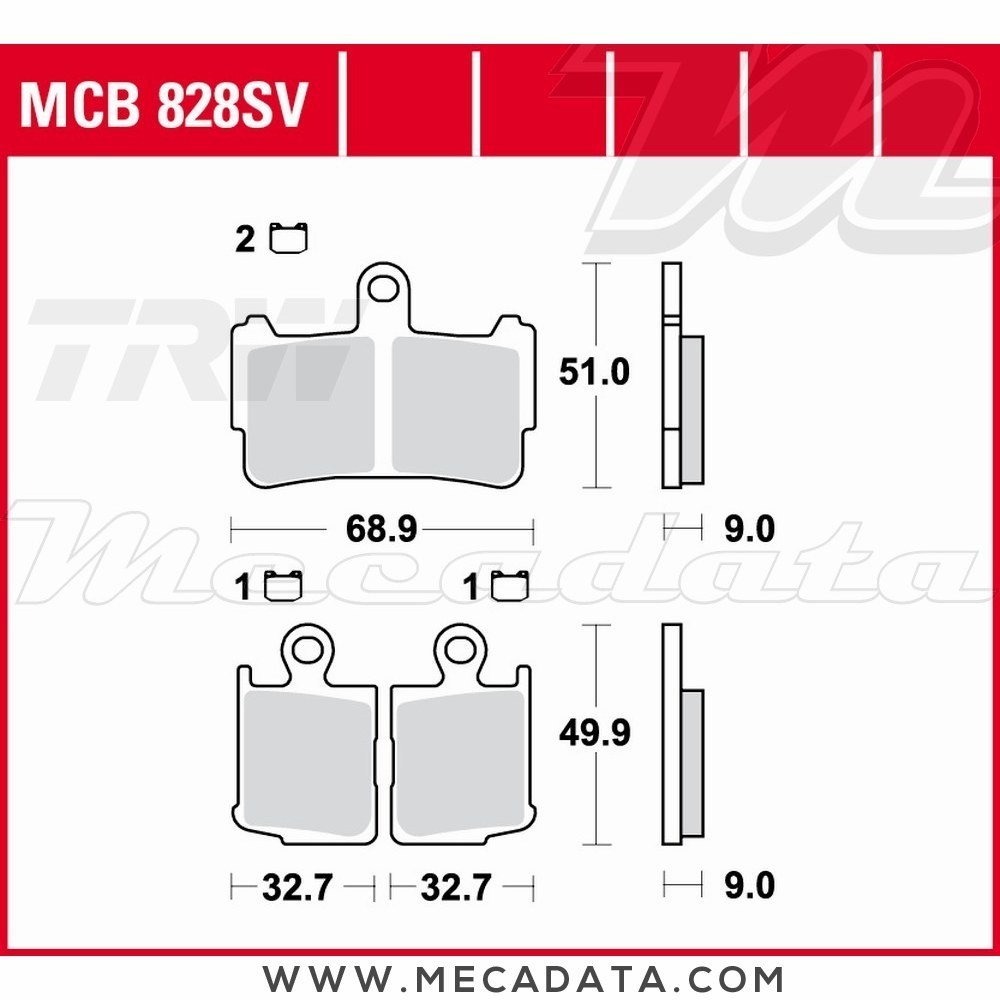 Plaquettes de frein Avant ~ Honda VFR 1200 FA ABS SC63 2010+ ~ TRW Lucas MCB 828 SV 