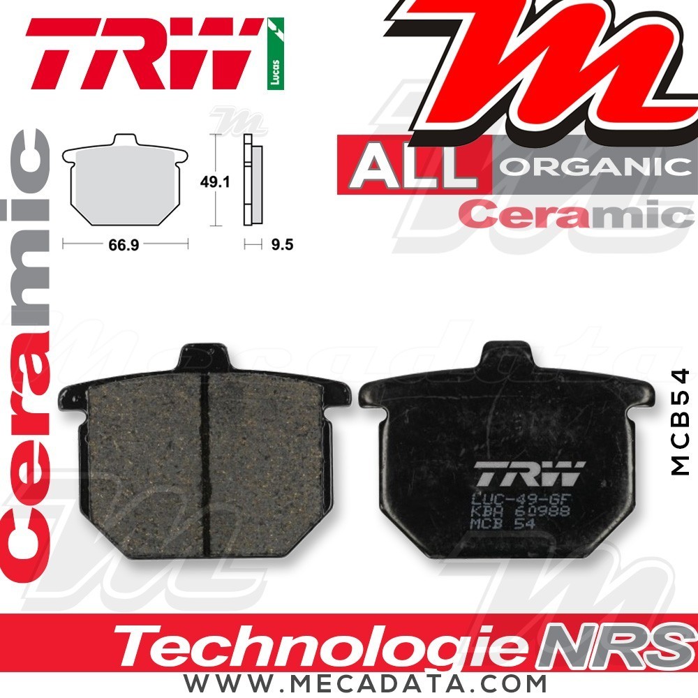 Plaquettes de frein Avant ~ Honda GL 1000 GL1, GL2 1981+ ~ TRW Lucas MCB 54