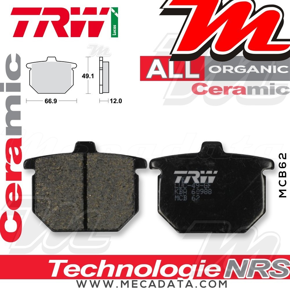 Plaquettes de frein Avant ~ Honda GL 1000 GL1, GL2 1975-1977 ~ TRW Lucas MCB 62