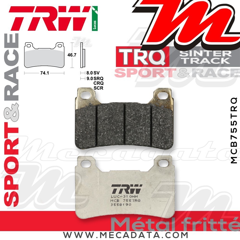 Plaquettes de frein Avant ~ Honda CBR 1000 RA Fireblade ABS SC59 2008-2011 ~ TRW Lucas MCB 755 TRQ