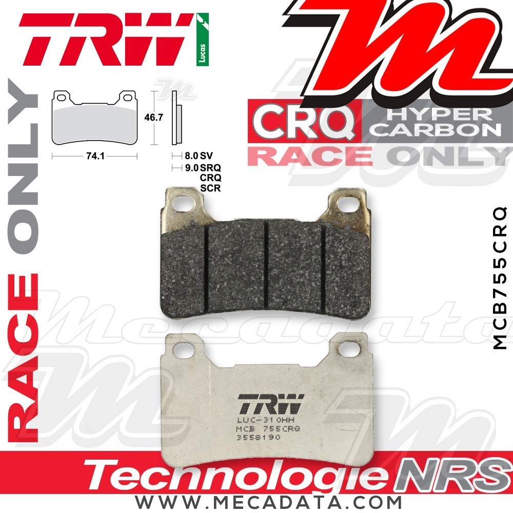 Plaquettes de frein Avant ~ Honda CBR 1000 RR Fireblade SC57 2004-2005 ~ TRW Lucas MCB 755 CRQ