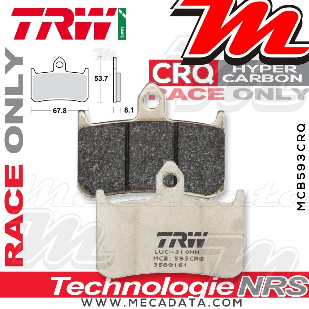 Plaquettes de frein Avant ~ Honda CB 1000 Super Four SC30 1993-2003 ~ TRW Lucas MCB 593 CRQ