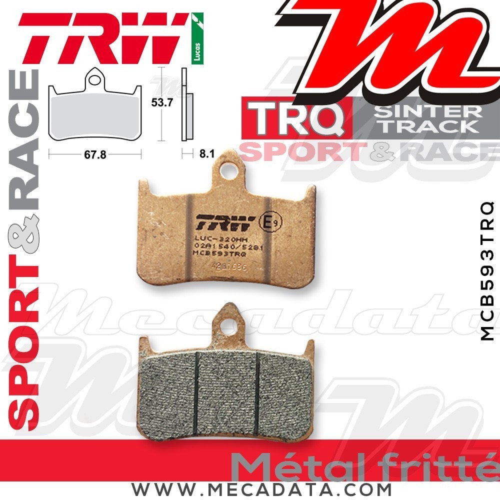Plaquettes de frein Avant ~ Honda CB 900 F Hornet SC48 2002-2006 ~ TRW Lucas MCB 593 TRQ