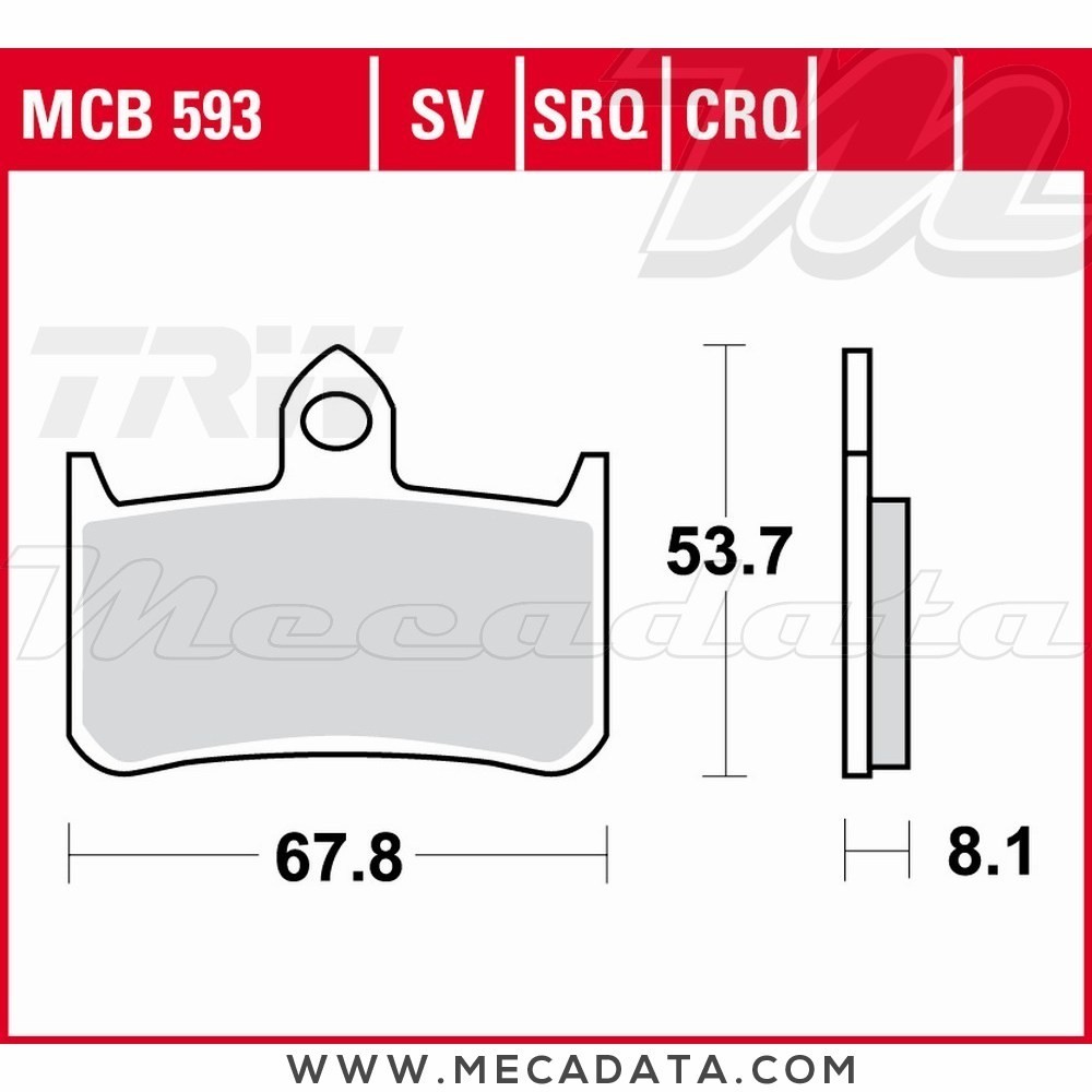 Plaquettes de frein Avant ~ Honda CB 900 F Hornet SC48 2002-2006 ~ TRW Lucas MCB 593 