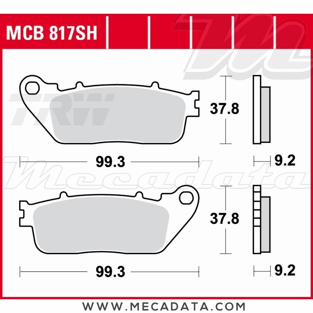 Plaquettes de frein Arrière ~ Honda VFR 800 FA ABS RC79 2014+ ~ TRW Lucas MCB 817 SH 