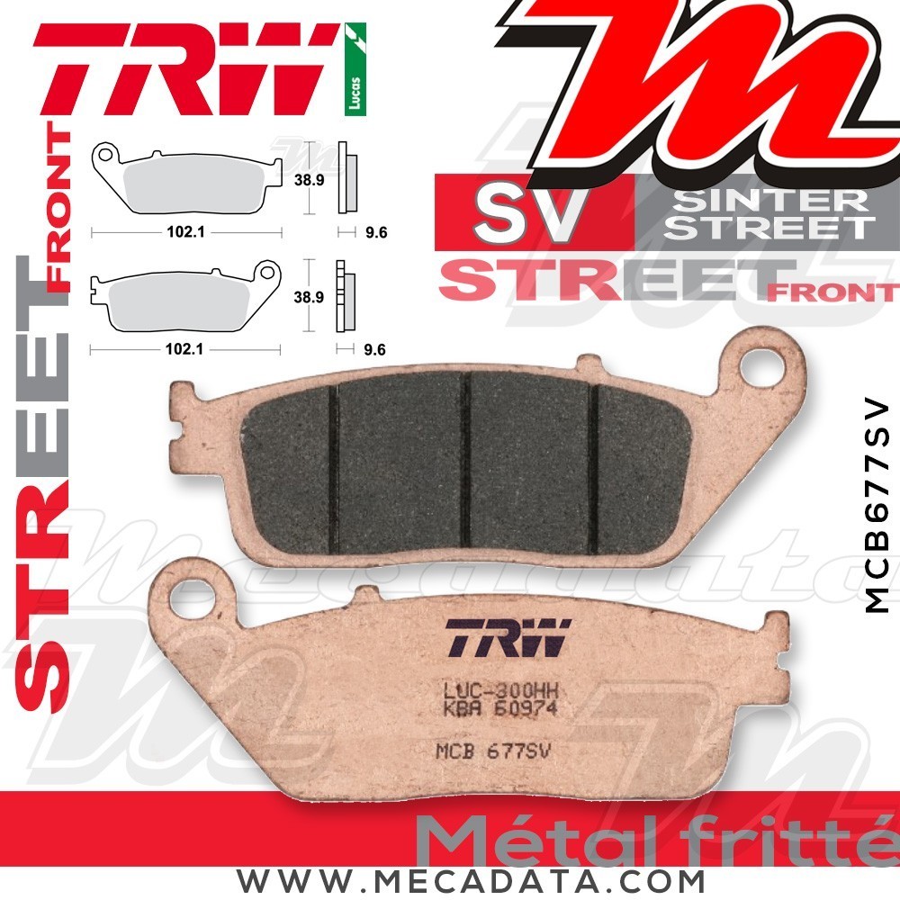 Plaquettes de frein Avant ~ Honda NC 750 D Integra ABS, SD-DCT RC71 2014+ ~ TRW Lucas MCB 677 SV