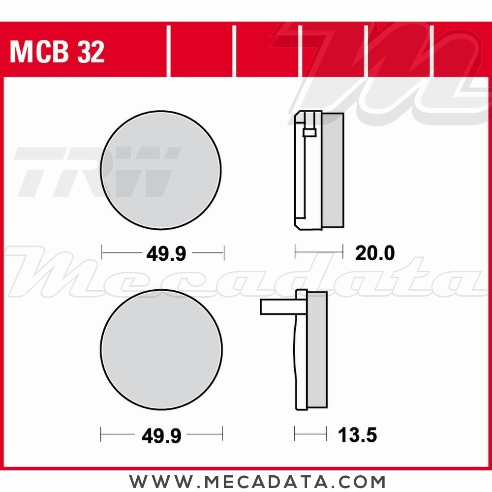 Plaquettes de frein Avant ~ Honda CB 750 K1-K6 CB750 1971-1977 ~ TRW Lucas MCB 32 