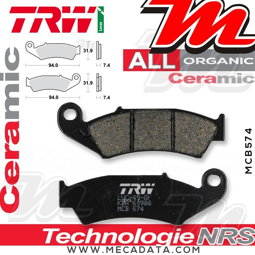 Plaquettes de frein Avant ~ Honda XR 600 R PE04 1993-1999 ~ TRW Lucas MCB 574