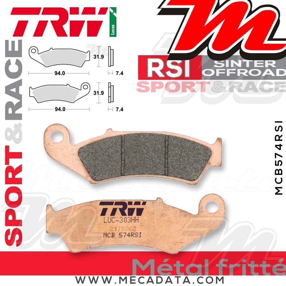 Plaquettes de frein Avant ~ Honda XR 600 R PE04 1991-1992 ~ TRW Lucas MCB 574 RSI