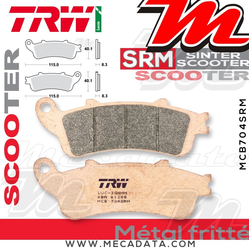 Plaquettes de frein Avant ~ Honda FJS 600 A Silver Wing ABS PF01 2001-2009 ~ TRW Lucas MCB 704 SRM