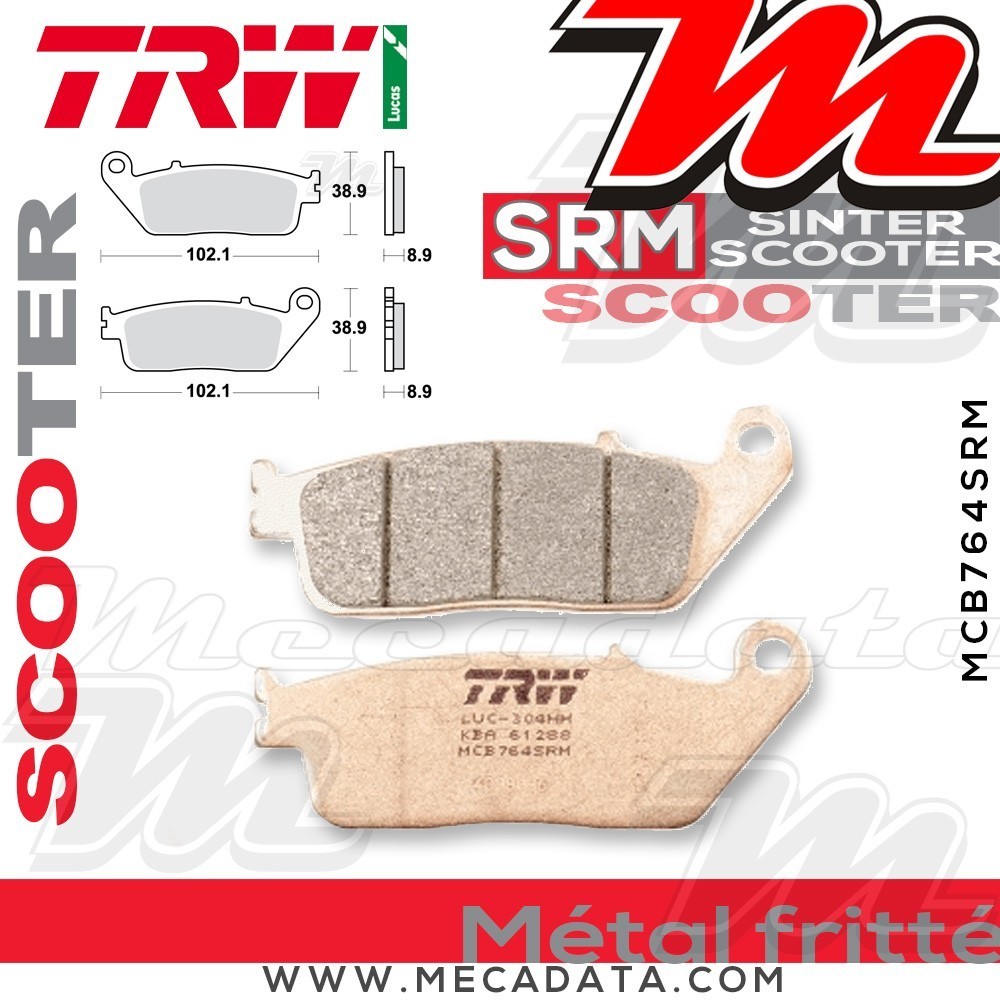 Plaquettes de frein Arrière ~ Honda FJS 600 D Silver Wing PF01 2001-2009 ~ TRW Lucas MCB 764 SRM