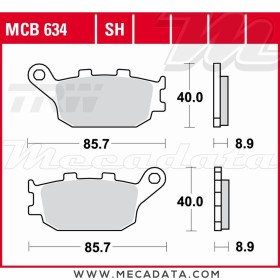 Plaquettes de frein Arrière ~ Honda CBF 600 NA ABS, SA ABS PC43 2008+ ~ TRW Lucas MCB 634