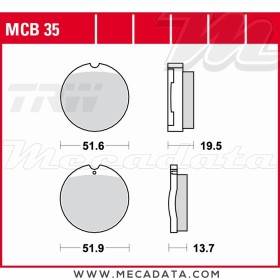 Plaquettes de frein Avant ~ Honda CB 550 F1, F2, K3 CB550K -1978 ~ TRW Lucas MCB 35