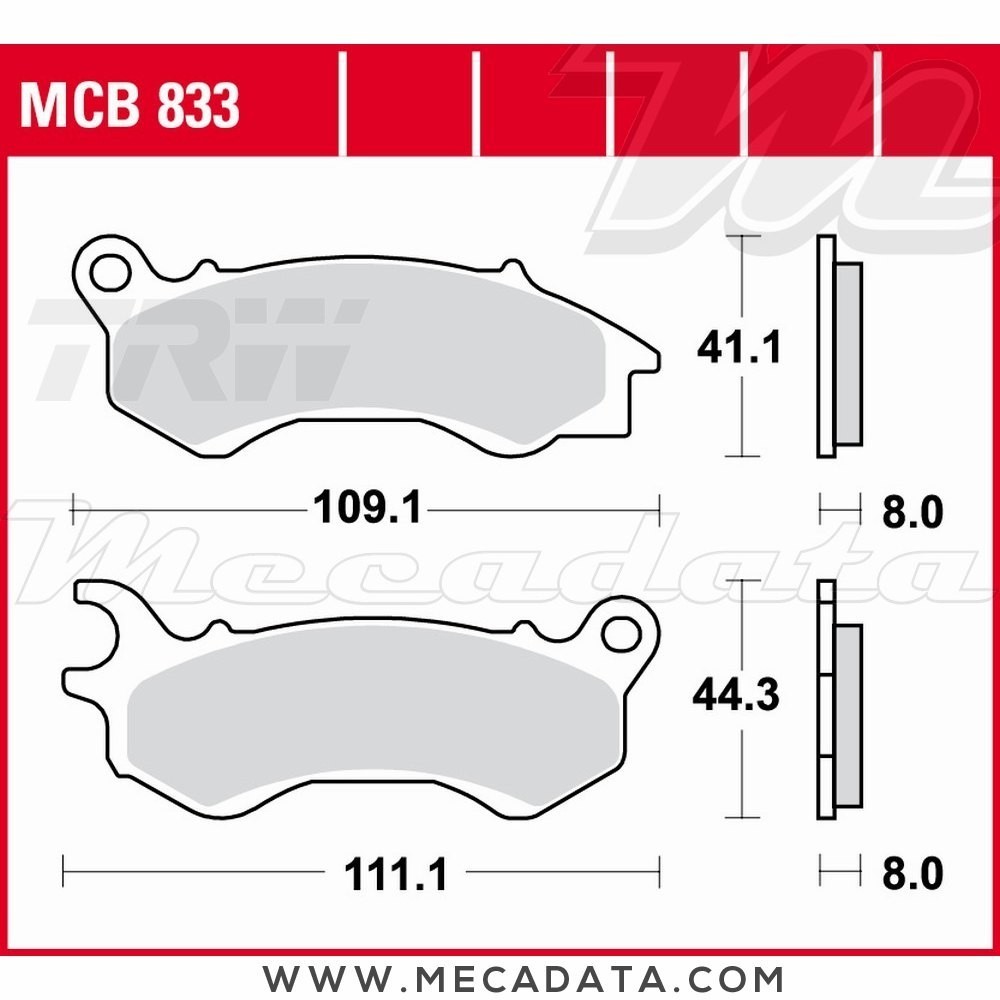 Plaquettes de frein Avant ~ Honda SCV 110 NHX Lead JF19 2010-2011 ~ TRW Lucas MCB 833 SRM 