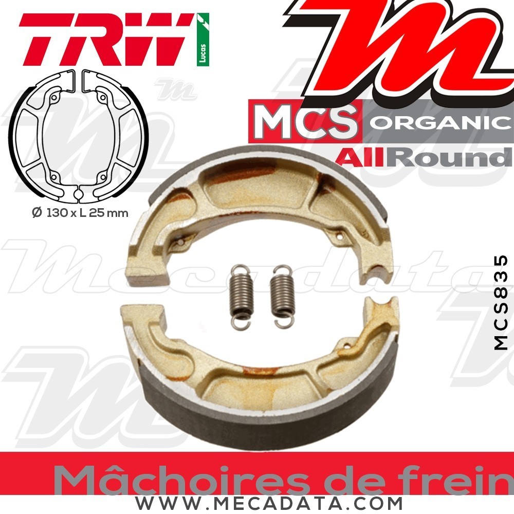 Mâchoires de frein Arrière ~ Honda SCV 110 NHX Lead JF19 2010-2011 ~ TRW Lucas MCS 835