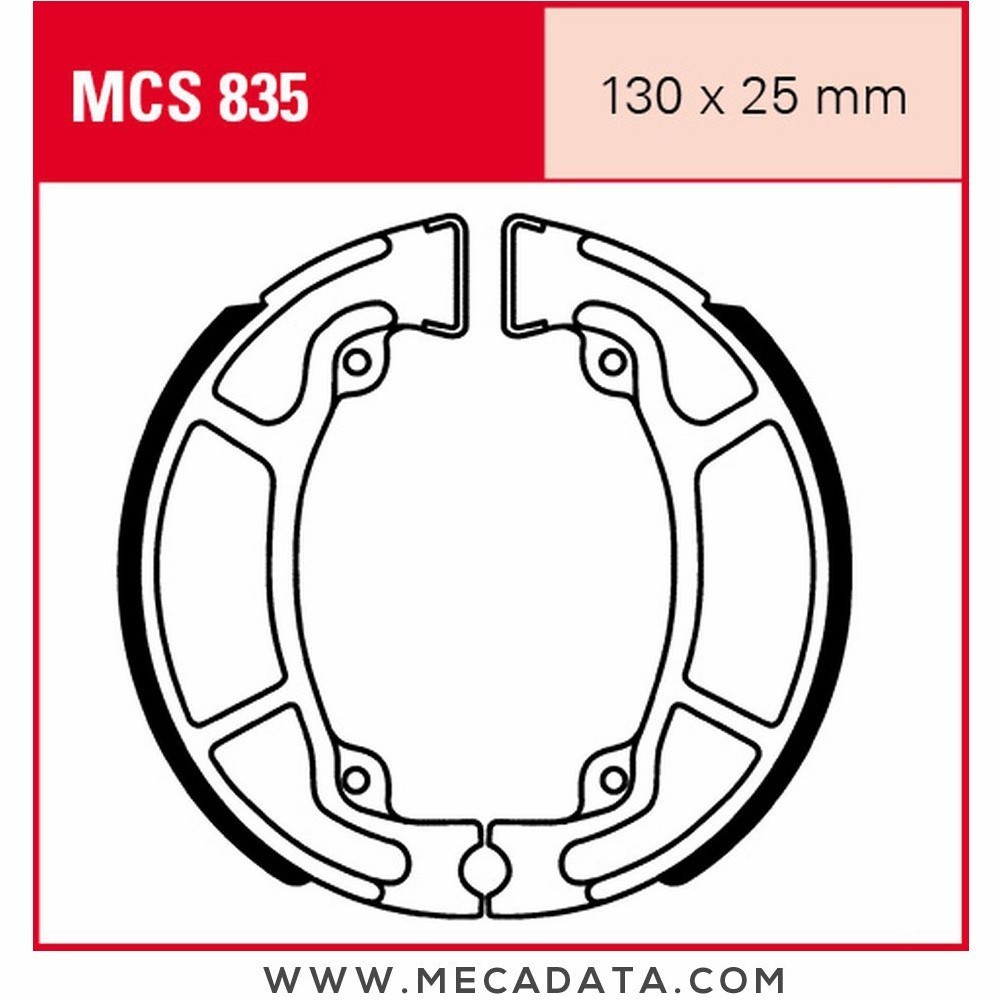 Mâchoires de frein Arrière ~ Honda SCV 110 NHX Lead JF19 2008-2009 ~ TRW Lucas MCS 835 