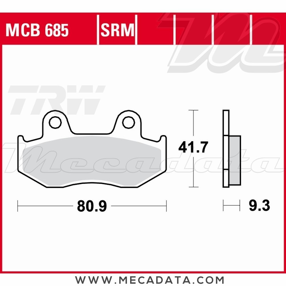 Plaquettes de frein Avant ~ Honda SCV 110 NHX Lead JF19 2008-2009 ~ TRW Lucas MCB 685 SRM 