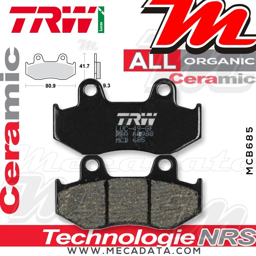 Plaquettes de frein Avant ~ Honda SCV 110 NHX Lead JF19 2008-2009 ~ TRW Lucas MCB 685
