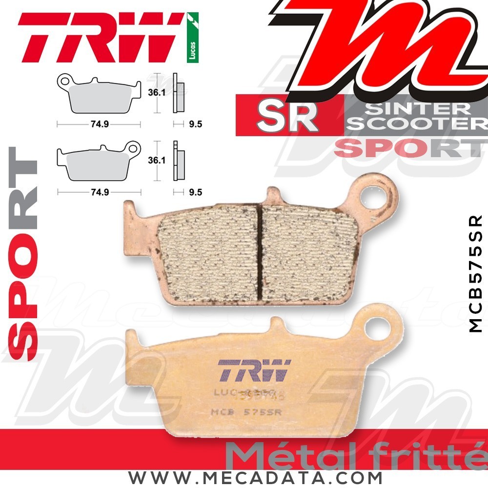 Plaquettes de frein Avant ~ Honda SRX 90 Shadow HF09A 1998+ ~ TRW Lucas MCB 575 SR