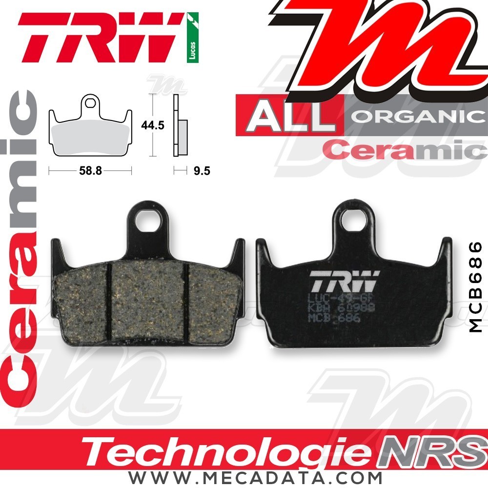 Plaquettes de frein Arrière ~ Honda SZX 50 X8R-S, X8R-X AF49 1998+ ~ TRW Lucas MCB 686