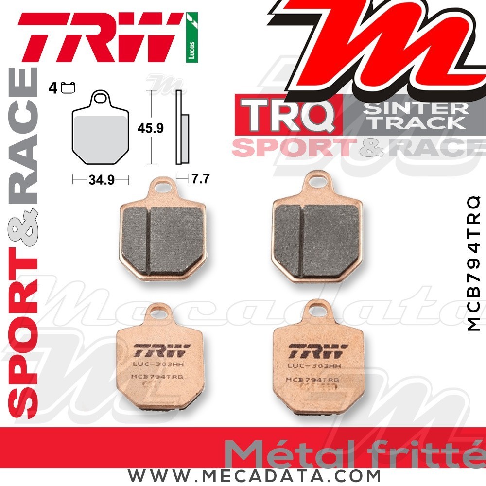 Plaquettes de frein Avant ~ HM CRM 450 2007+ ~ TRW Lucas MCB 794 TRQ