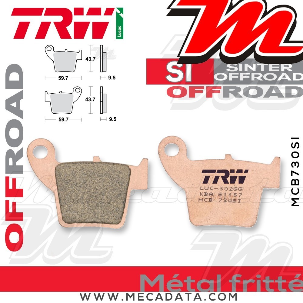 Plaquettes de frein Arrière ~ HM CRE 125 R 2002-2007 ~ TRW Lucas MCB 730 SI