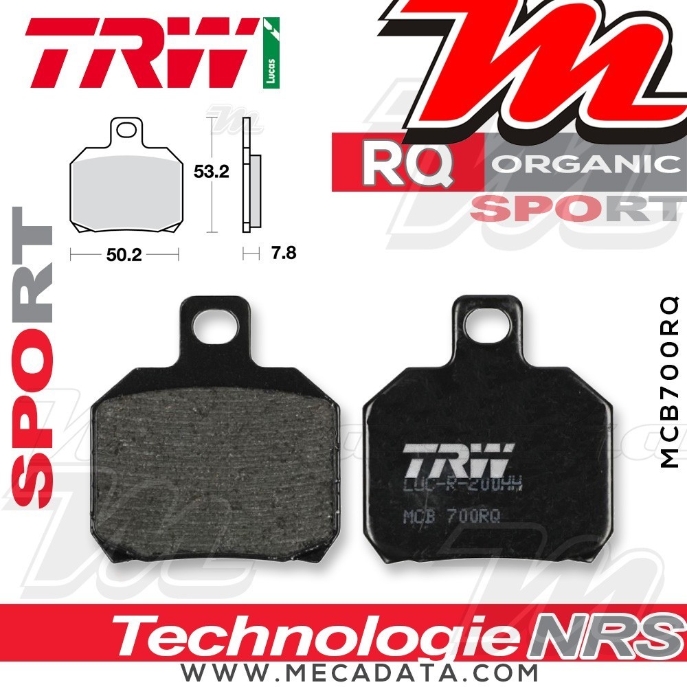 Plaquettes de frein Arrière ~ Voxan 1000 Cafe Racer V2 2001-2005 ~ TRW Lucas MCB 700 RQ