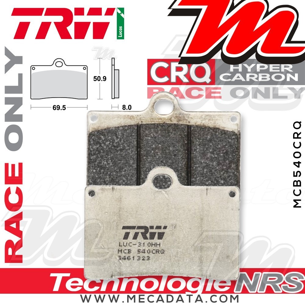 Plaquettes de frein Avant ~ Voxan 1000 Cafe Racer V2 2001-2005 ~ TRW Lucas MCB 540 CRQ