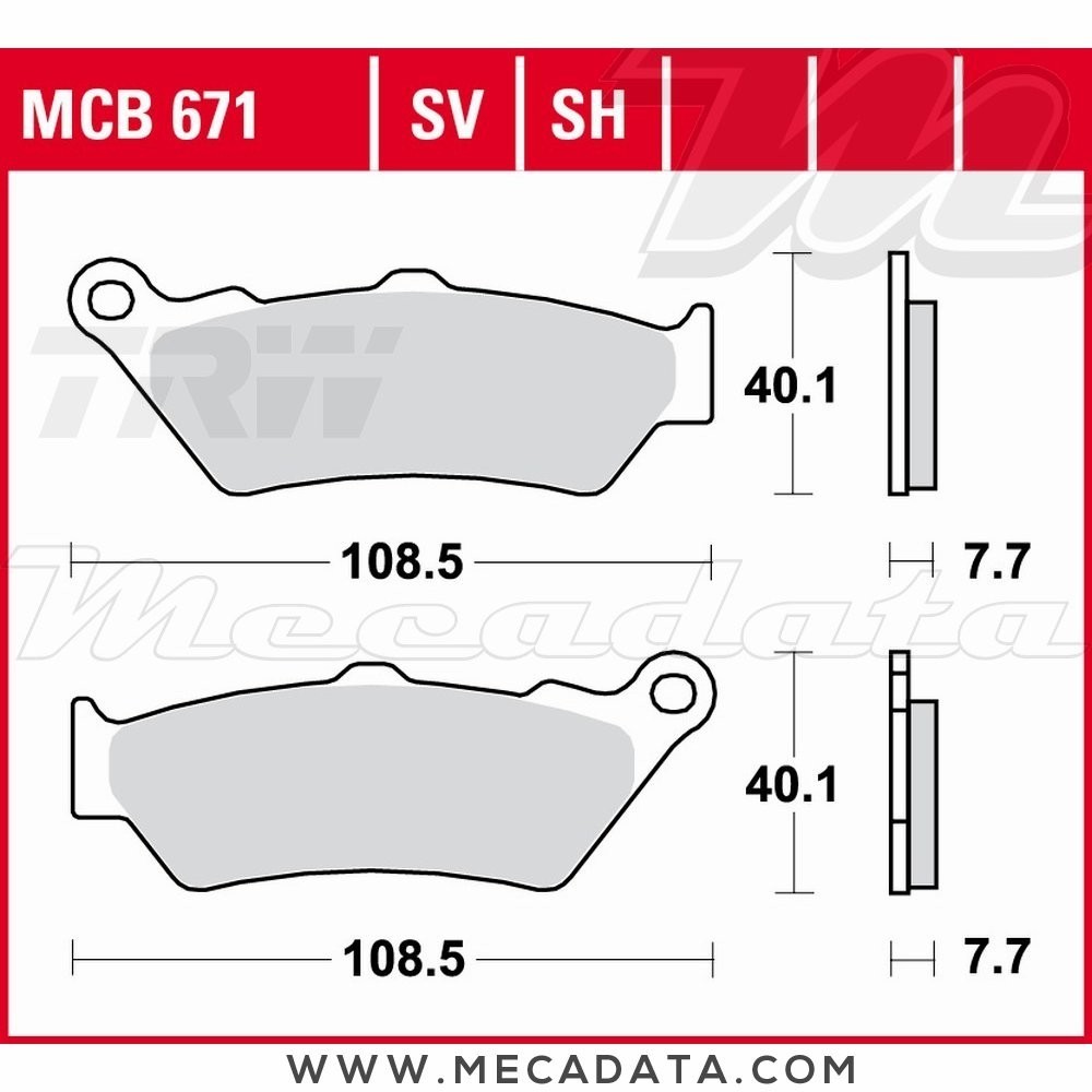 Plaquettes de frein Arrière ~ Triumph 1600 Thunderbird ABS B16BA 2009+ ~ TRW Lucas MCB 671 