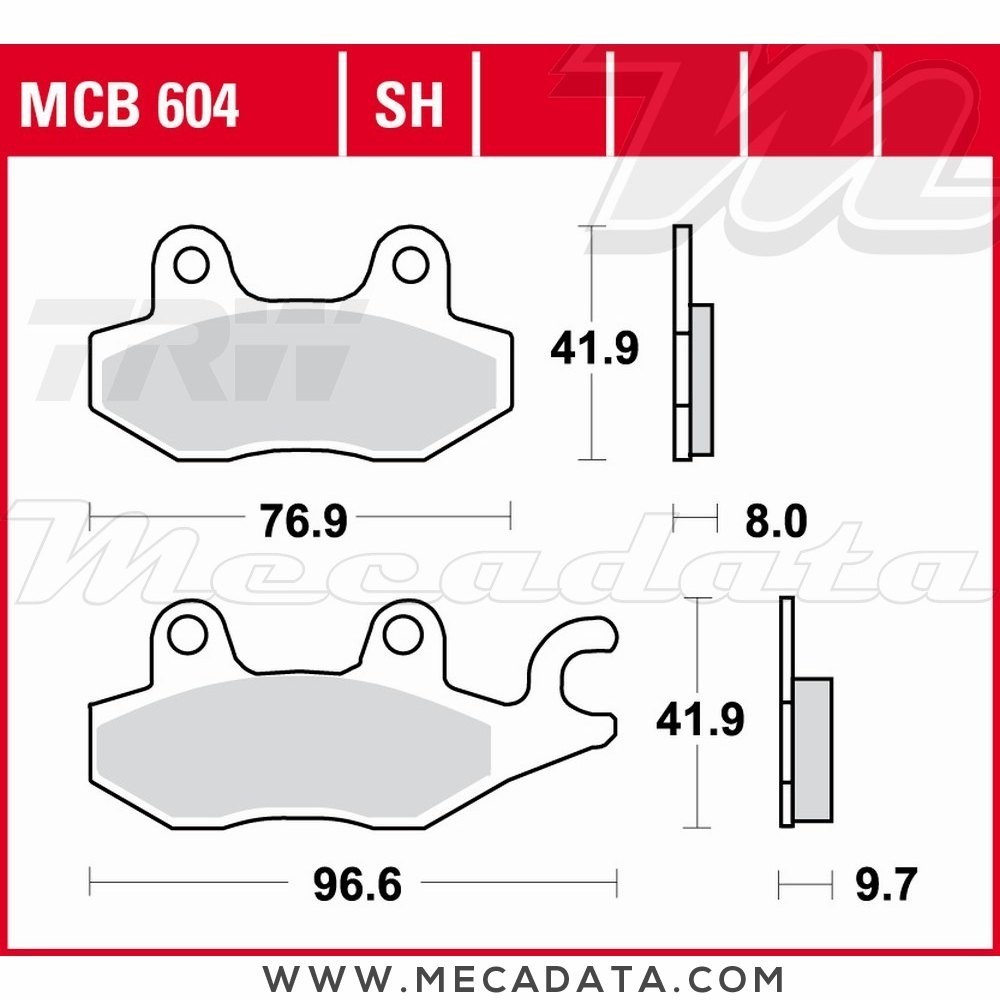 Plaquettes de frein Arrière ~ Triumph 1050 Tiger ABS 115NG 2007+ ~ TRW Lucas MCB 604 
