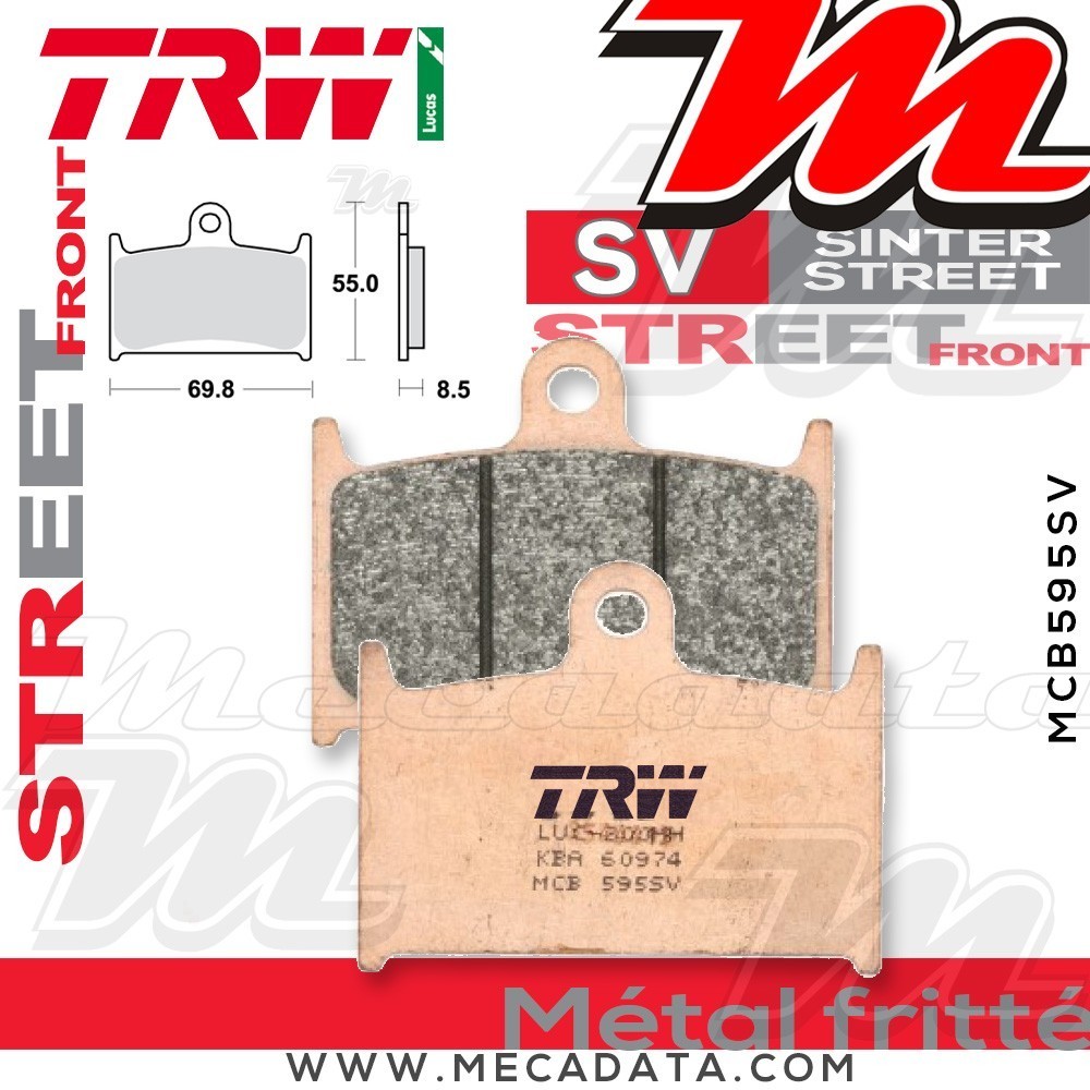 Plaquettes de frein Avant ~ Triumph 1050 Sprint ST 215NA 2005-2010 ~ TRW Lucas MCB 595 SV