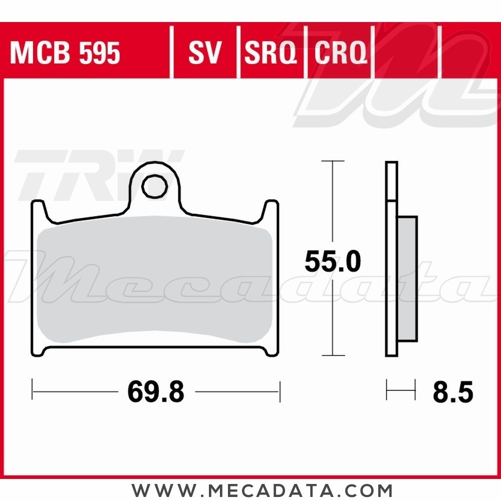 Plaquettes de frein Avant ~ Triumph 1050 Sprint ST 215NA 2005-2010 ~ TRW Lucas MCB 595 