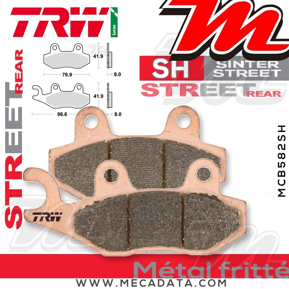 Plaquettes de frein Arrière ~ Triumph 1050 Speed Triple ABS 515NJ 2008-2011 ~ TRW Lucas MCB 582 SH
