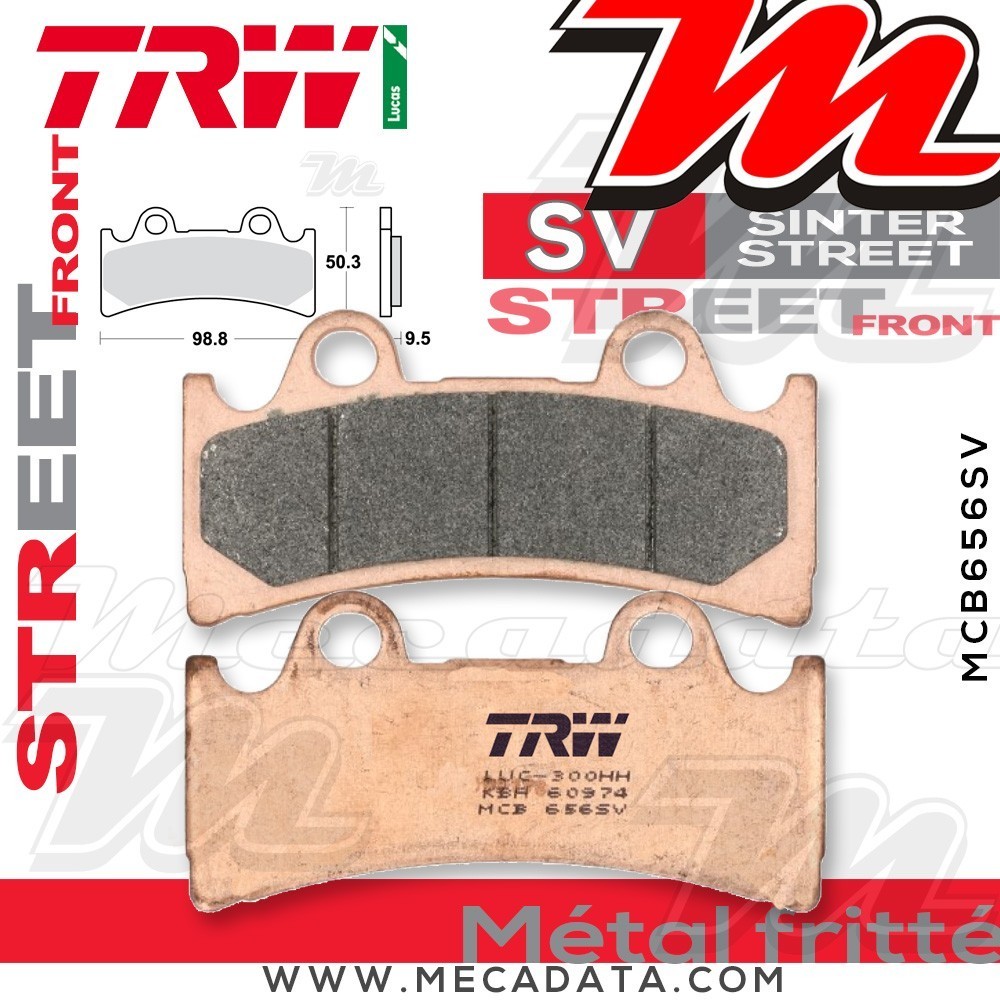 Plaquettes de frein Avant ~ Triumph 900 Daytona Super III T300B 1994-1996 ~ TRW Lucas MCB 656 SV