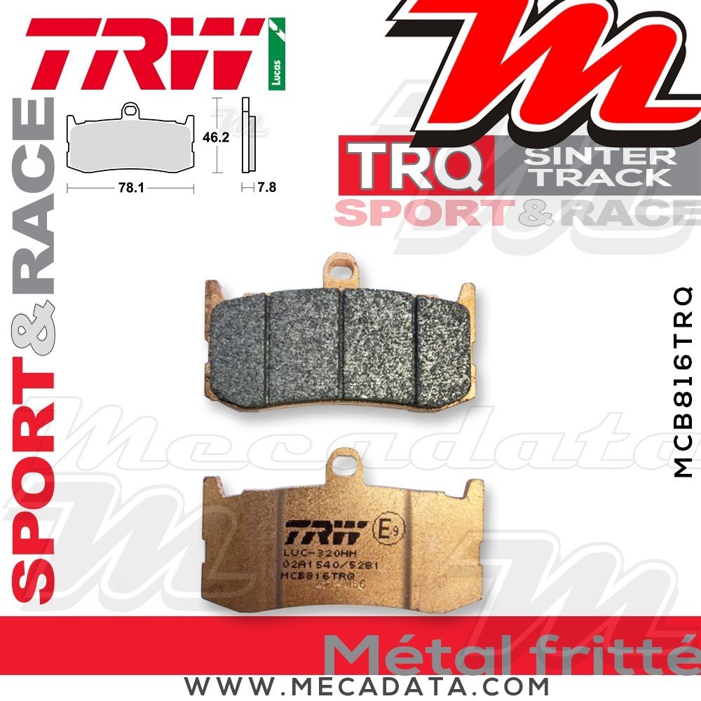 Plaquettes de frein Avant ~ Triumph 675 Daytona ABS H67 2013+ ~ TRW Lucas MCB 816 TRQ