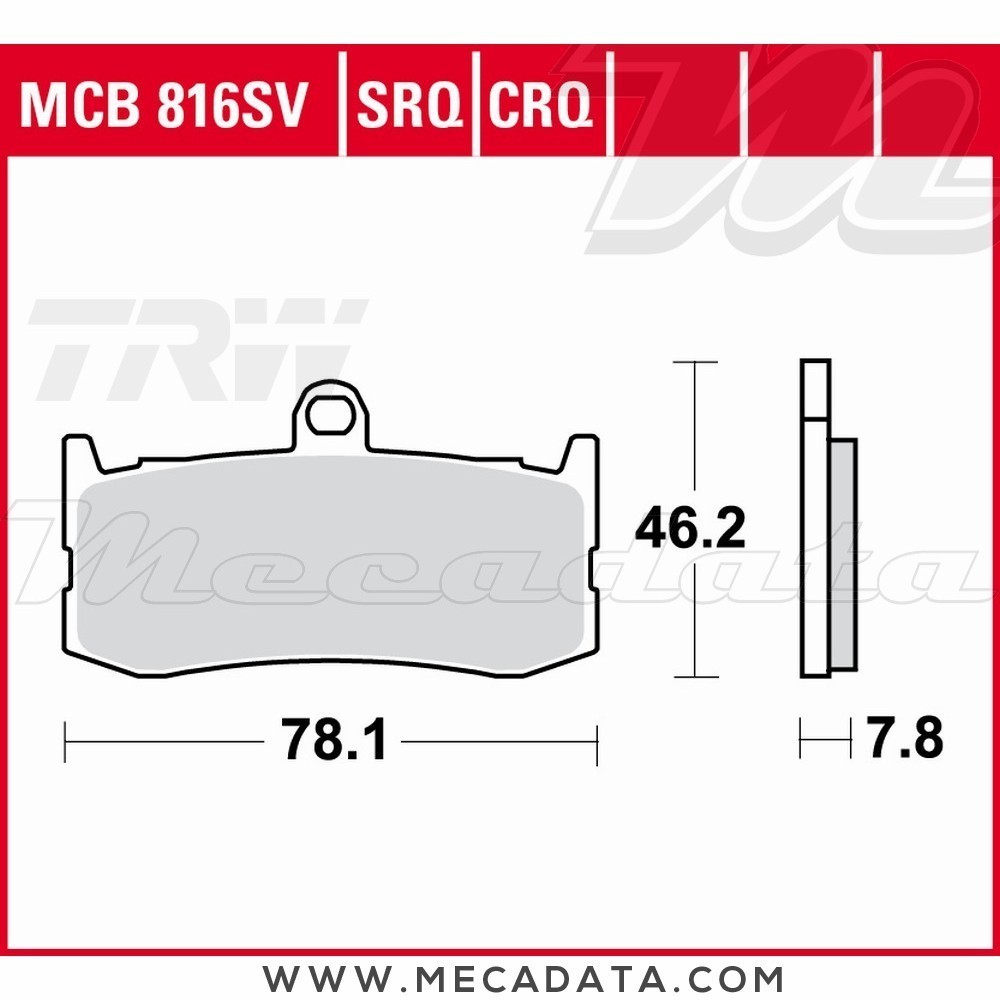Plaquettes de frein Avant ~ Triumph 675 Daytona D67LC 2009-2011 ~ TRW Lucas MCB 816 TRQ 