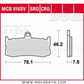 Plaquettes de frein Avant ~ Triumph 675 Daytona D67LC 2009-2011 ~ TRW Lucas MCB 816 SV