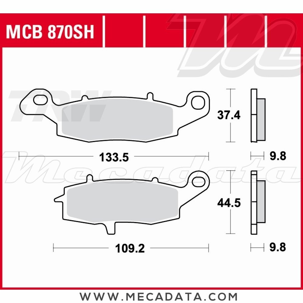 Plaquettes de frein Arrière ~ Suzuki VZR 1800 M 1800 R Intruder WVCA 2006+ ~ TRW Lucas MCB 870 SH 