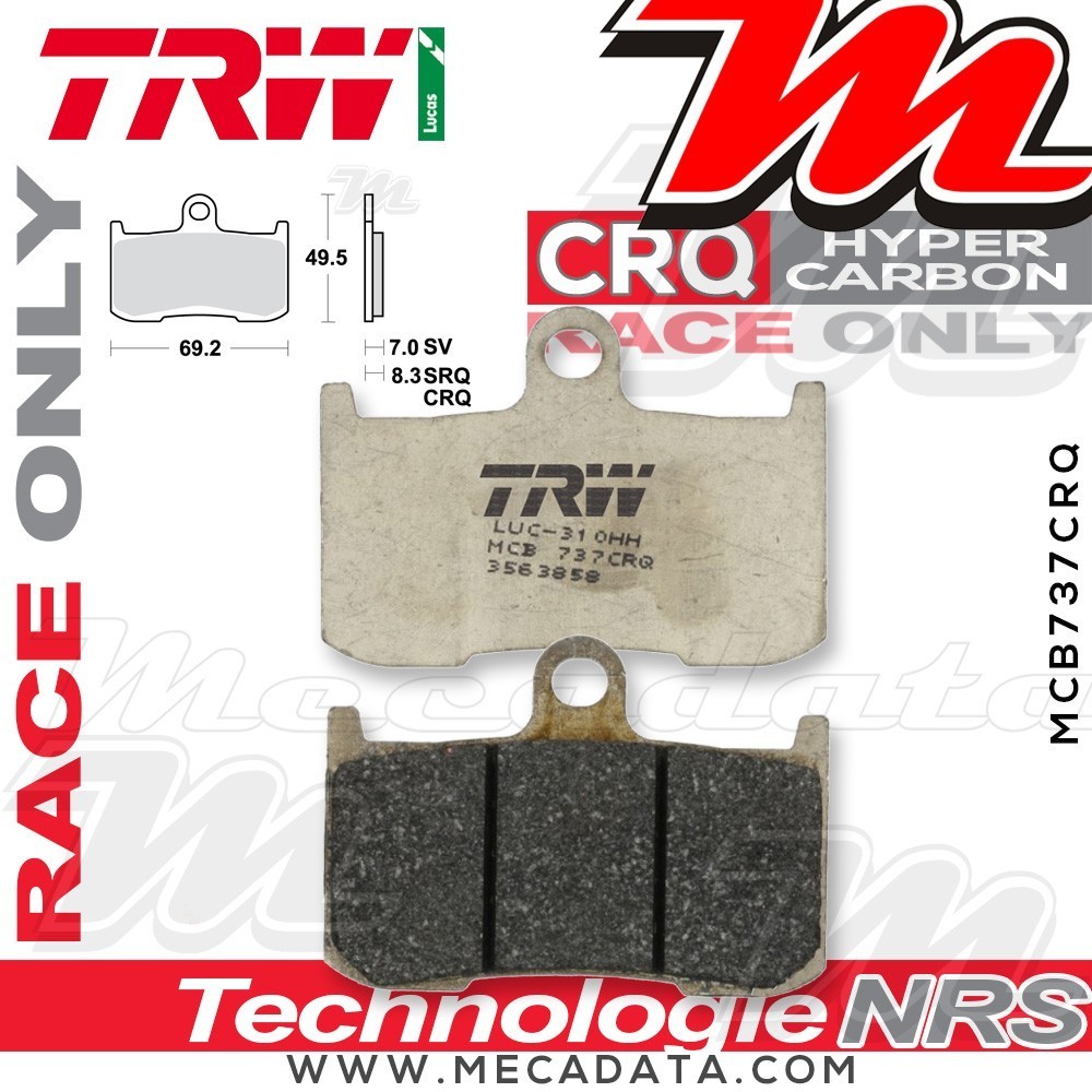Plaquettes de frein Avant ~ Suzuki GSX 1300 BKA B-King ABS WVCR 2007-2010 ~ TRW Lucas MCB 737 CRQ