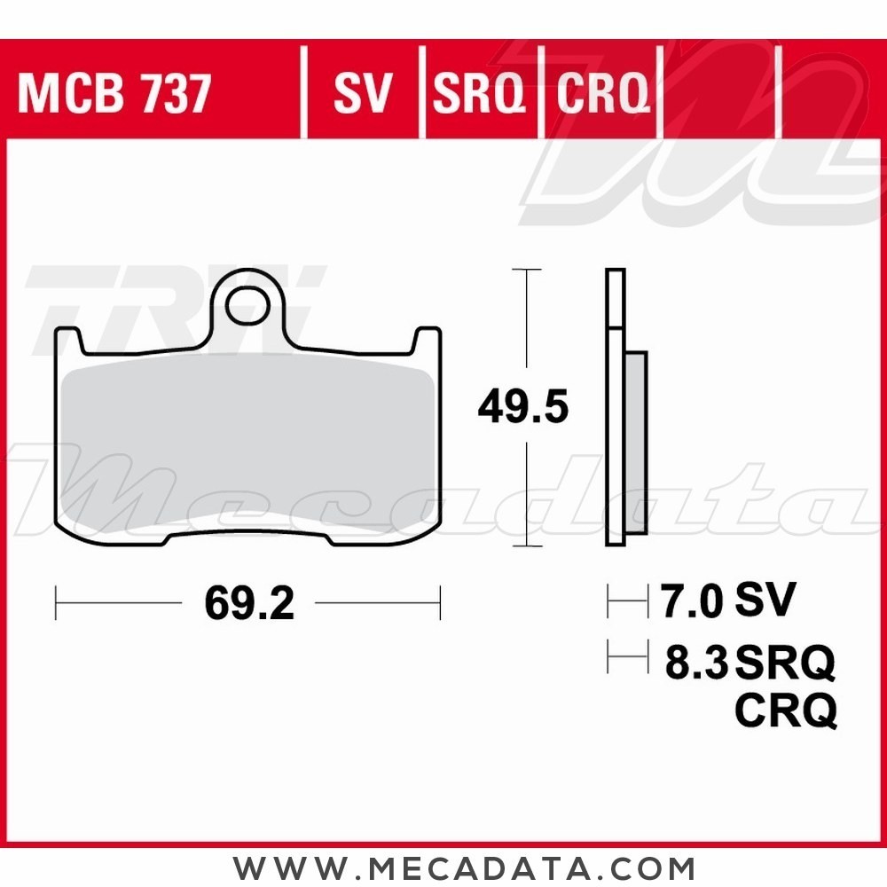 Plaquettes de frein Avant ~ Suzuki GSX 1300 BK B-King WVCR 2007-2010 ~ TRW Lucas MCB 737 CRQ 