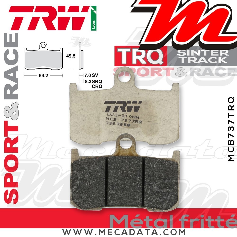 Plaquettes de frein Avant ~ Suzuki GSX 1300 BK B-King WVCR 2007-2010 ~ TRW Lucas MCB 737 TRQ
