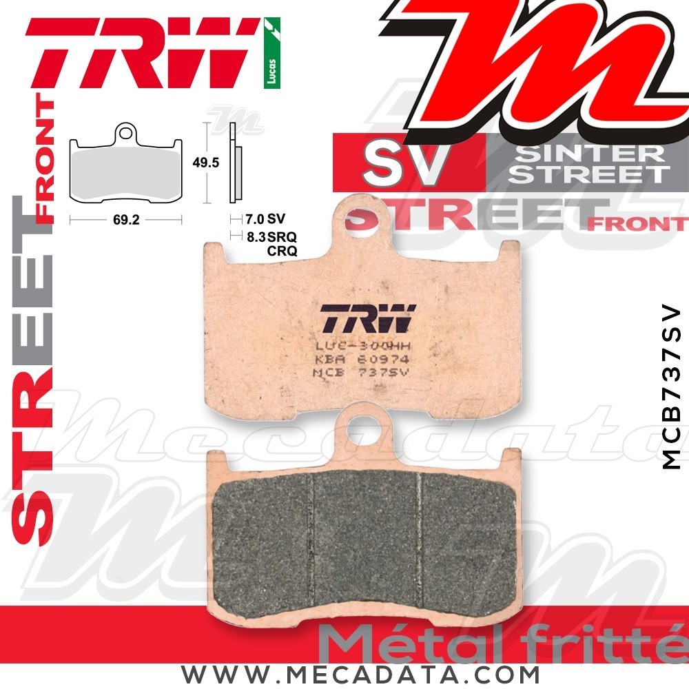 Plaquettes de frein Avant ~ Suzuki GSX 1300 BK B-King WVCR 2007-2010 ~ TRW Lucas MCB 737 SV
